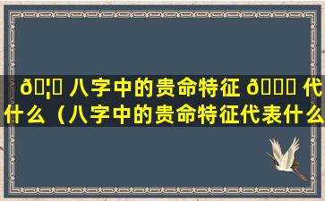 🦟 八字中的贵命特征 🐞 代表什么（八字中的贵命特征代表什么意思）